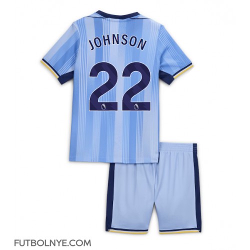 Camiseta Tottenham Hotspur Brennan Johnson #22 Visitante Equipación para niños 2024-25 manga corta (+ pantalones cortos)